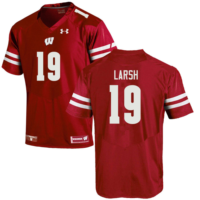 Men #19 Collin Larsh Wisconsin Badgers College Football Jerseys Sale-Red - Click Image to Close